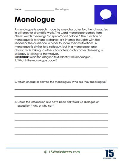 Monologue Worksheets - 15 Worksheets.com