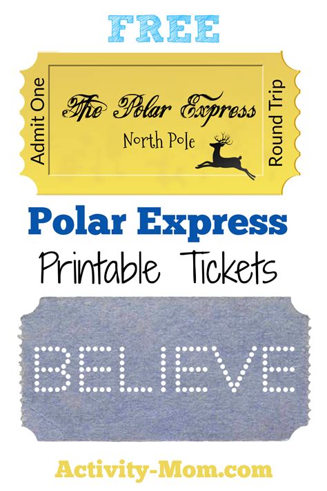 Free Printable Polar Express Tickets - The Activity Mom