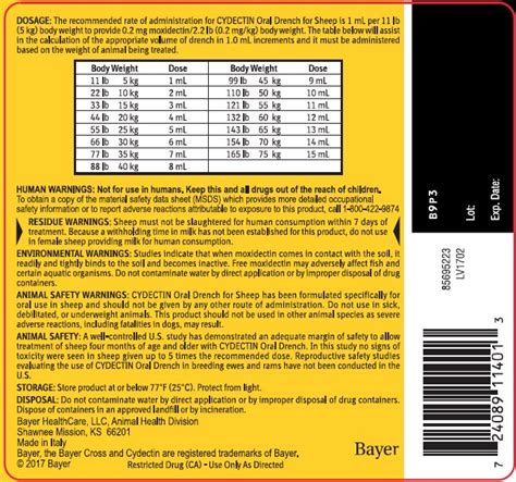 CYDECTIN ORAL DRENCH FOR SHEEP- Moxidectin Liquid, 50% OFF