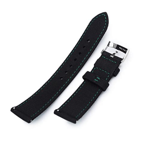 20mm Sailcloth Strap Black Quick Release Nylon Watch Band | Strapcode