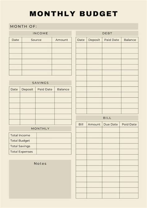 Printable Brown Monthly Budget Planner Monthly Income & - Etsy