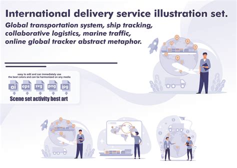 International Delivery Service Illustration Pack - 3 Free Download Business Illustrations ...