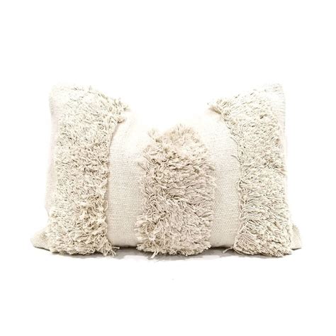 14×20 cream cotton fringe pillow cover