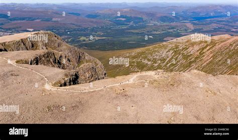 Aerial view of the summit of Ben Nevis in Scotland - the UK's tallest mountain peak Stock Photo ...