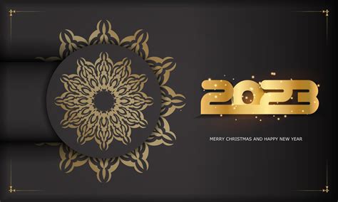 Black and gold color. Happy new year 2023 greeting banner. 14374166 Vector Art at Vecteezy