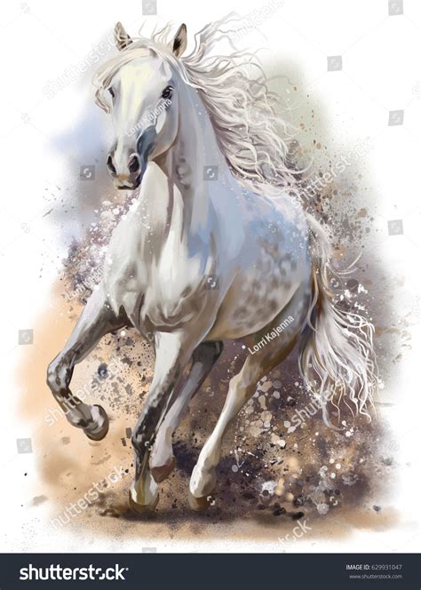 Horse Runs Watercolor Painting Photos and Images | Shutterstock