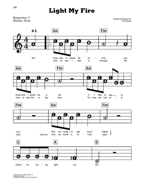 Light My Fire by The Doors Sheet Music for E-Z Play Today at Sheet Music Direct