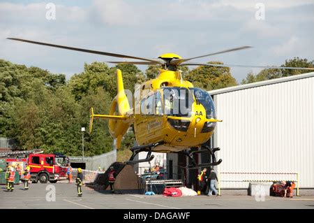 Helimed Helicopter Paramedic Landing Firefighters Stock Photo - Alamy