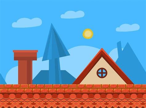 Cartoon roof landscape, background | Roof landscape, Game background ...