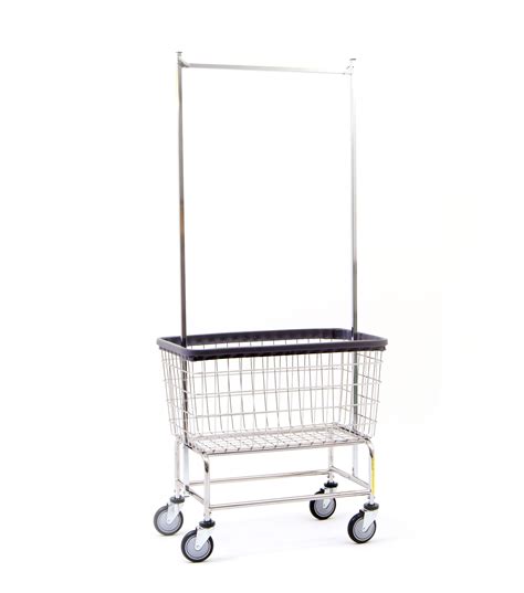 200F56 Large Capacity Laundry Cart w/ Double Pole Rack - Midwest ...