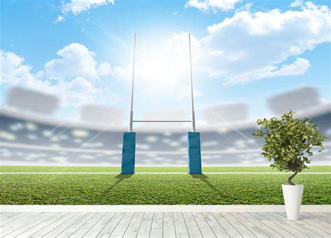 A rugby stadium with rugby posts Wall Mural Wallpaper | Canvas Art Rocks