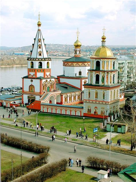 Orthodox cathedral in Irkutsk, the old city in Siberia, known for the ...