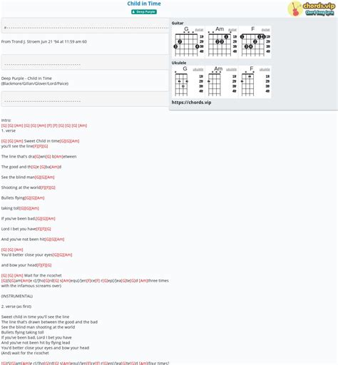 Chord: Child in Time - tab, song lyric, sheet, guitar, ukulele | chords.vip