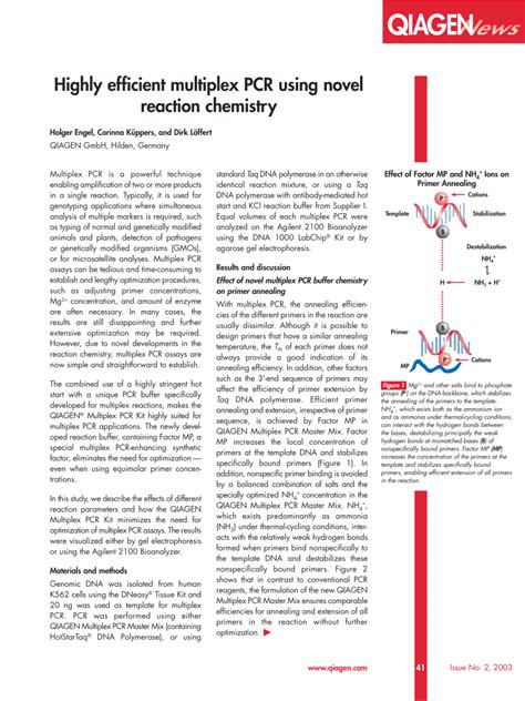 (PDF) Highly efficient multiplex PCR using novel reaction chemistry