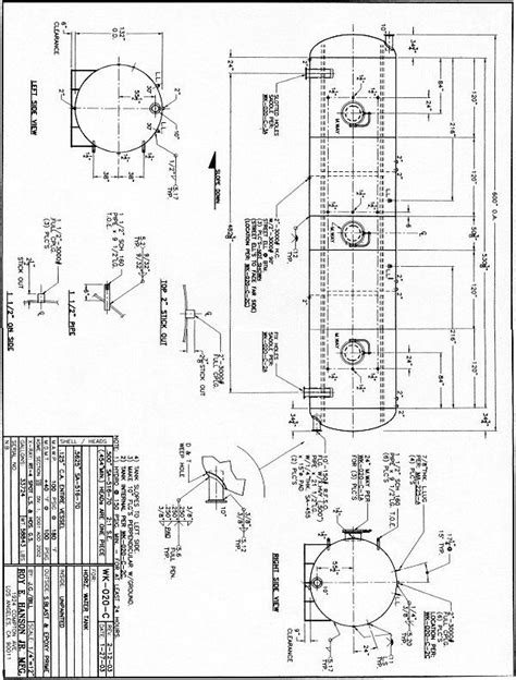 Large Water Storage Tank 33000 gallon Pressure Tanks - specs and drawing WK-020-C Hanson Tank