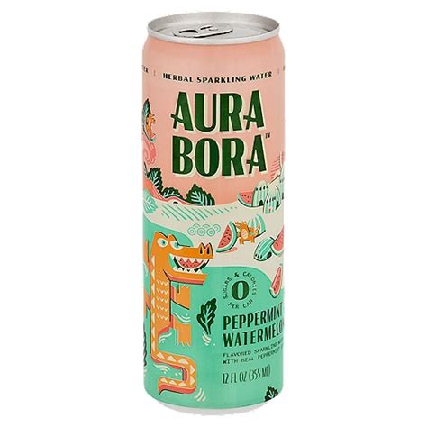 Aura Bora Peppermint Watermelon Herbal Sparkling Water, 12 fl oz - Fairway