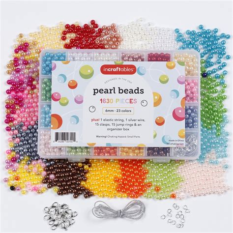 Incraftables Pearl Beads for Jewelry Making 1700pcs (24 Colors). 6mm Round Pearl Beads for ...