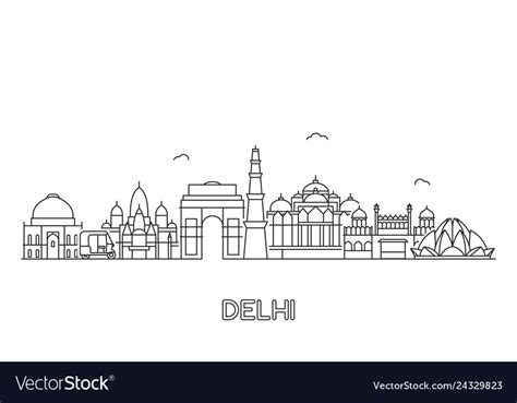 New delhi skyline Royalty Free Vector Image - VectorStock