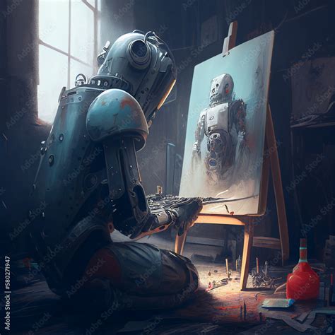 Roboartist painting its artwork piece, robots takes over the human ...