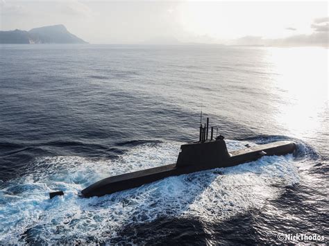 Hellenic Navy Type 214 AIP Submarine sailing in the Aegean Sea by Nick Thodos : r/greece