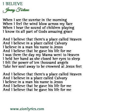 I Believe by Jimmy Fortune in 2021 | Believe lyrics, Gospel song, Believe