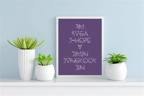 BTS Purple Name Wall Art Korean Quotes Kpop Wall Art Dorm - Etsy