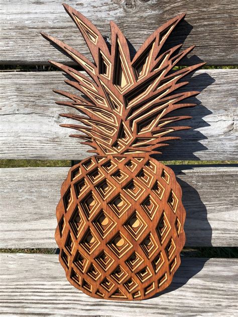 3D art pineapple wall art the Layered Wood Art wooden | Etsy