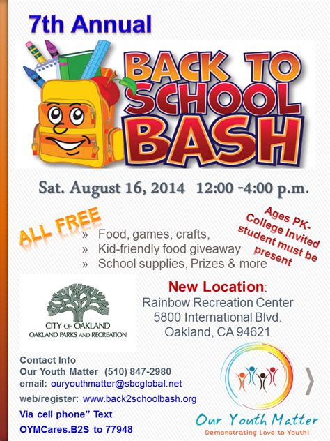 7th Annual Back to School Bash Registration, Sat, Aug 16, 2014 at 12:00 ...