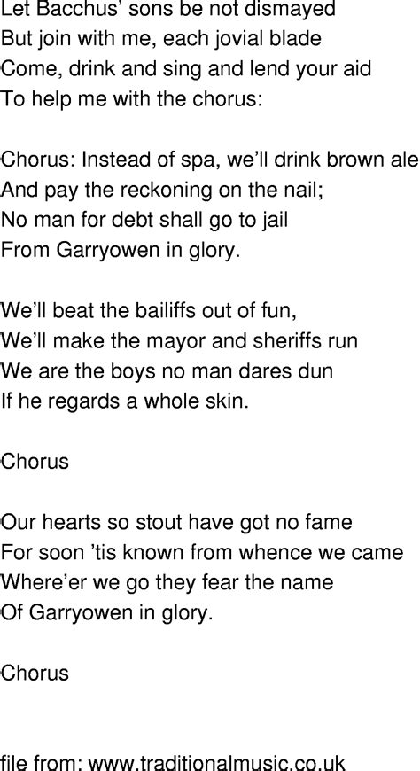 Old-Time Song Lyrics - Garry Owen