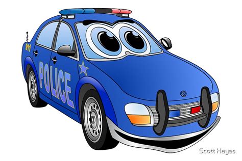 "Police Blue Car Cartoon" Posters by Graphxpro | Redbubble