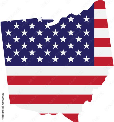 outline drawing of ohio state map on usa flag. Stock Illustration ...