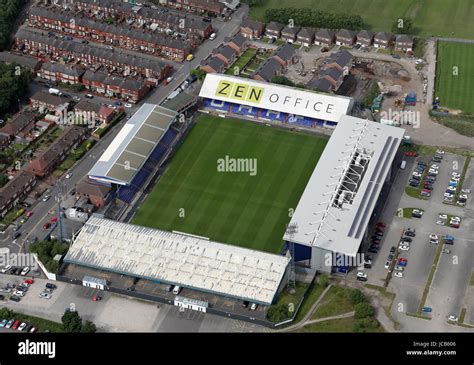 aerial view of Oldham Athletic Boundary Park stadium football ground, UK Stock Photo - Alamy