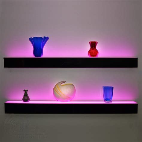 1 Tier LED Floating Shelf | LED Lighted Floating Bar Shelves | Wall Mount