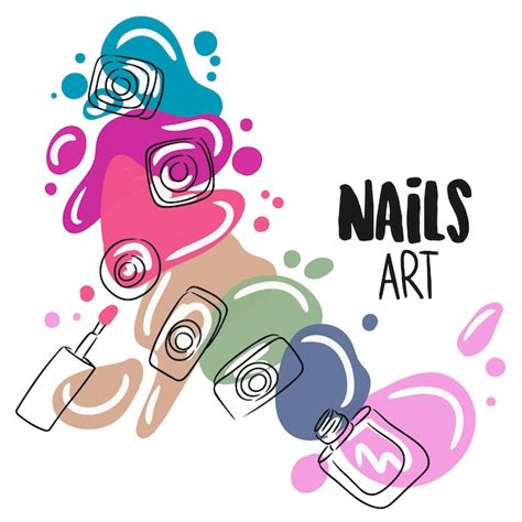 Premium Vector | Nails art handwritten quote nail polishes paint stains trendy manicure