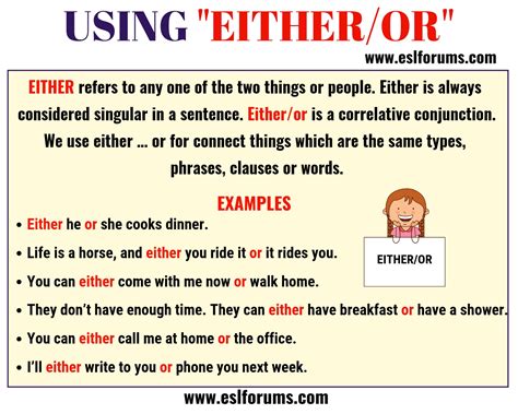 EITHER OR: Usage and Useful Examples in English - ESL Forums