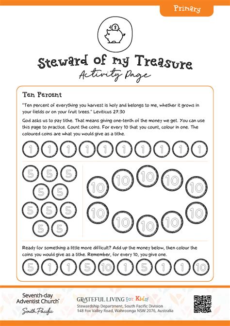 Steward of my Treasure - Kids Activity Sheets - Stewardship