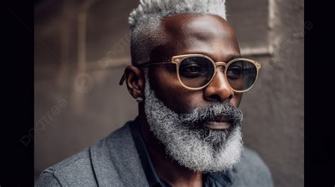 Older Black Man With Grey Beard And Glasses In Front Of A Wall ...