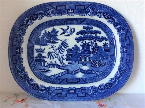 Vintage Willow Pattern Plate a Blue and White Serving Platter - Etsy UK | Patterned plates ...