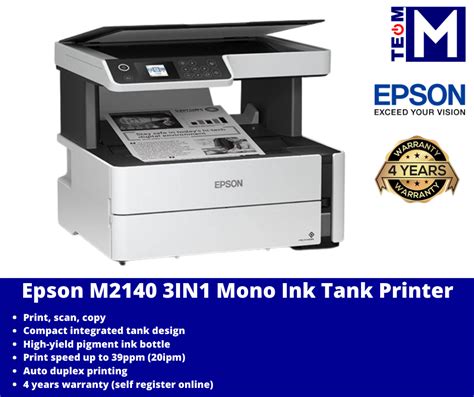 Epson M2140 EcoTank Monochrome All-in-One Ink Tank Printer, *PRINTS LIKE MONO LASERS, BUT WITH ...