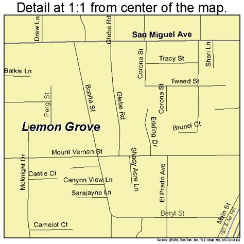 Lemon Grove California Street Map 0641124