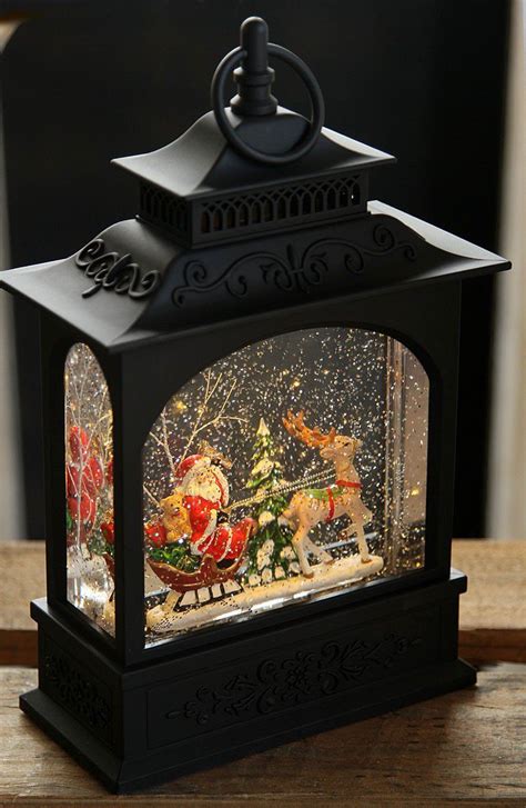 Snow Globe Santa And Sleigh Water Lantern Battery Operated | Christmas ...