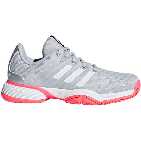 Adidas Kids Barricade 2018 Tennis Shoes - Silver/Pink - Tennisnuts.com