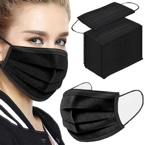 Buy 100PCS 3 Ply Black Disposable Face Filter Protection Face s Online at desertcartKSA