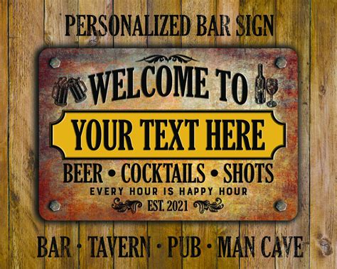 Custom Vintage Style Metal Bar Sign - Etsy | Bar signs, Custom bar signs, Custom pub signs