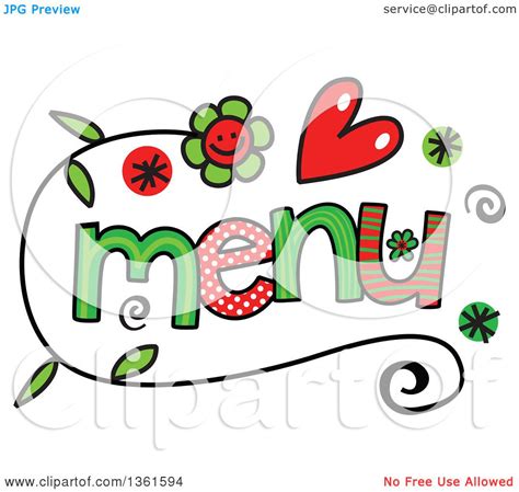 Clipart of Colorful Sketched Menu Word Art - Royalty Free Vector Illustration by Prawny #1361594