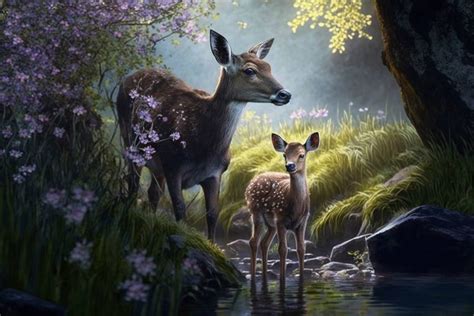 Fallow Deer Doe and Fawn by ImaginaryDawning on DeviantArt