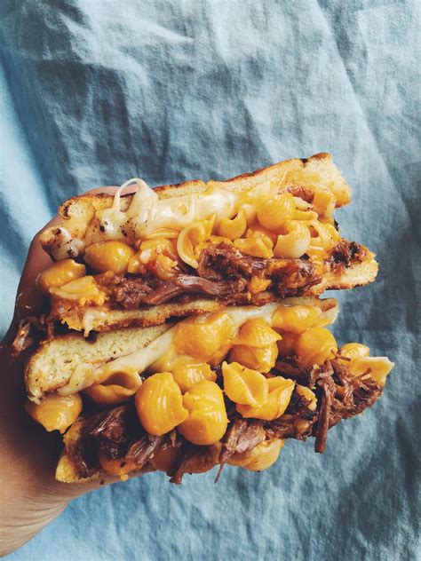 Grilled Macaroni and Cheese Sandwich with Braised Short Ribs