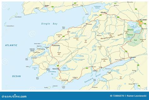 Road Map Ring of Kerry, Ireland Stock Illustration - Illustration of tourist, outline: 72886078