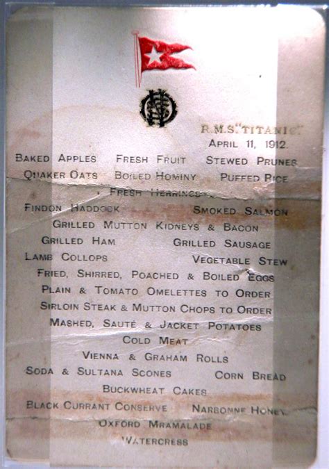 Menus From the RMS Titanic's Fateful Voyage