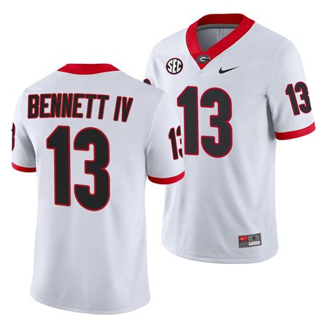 NCAA Football Georgia Bulldogs Stetson Bennett White Away Game Jersey - NCAAFANSJERSEY